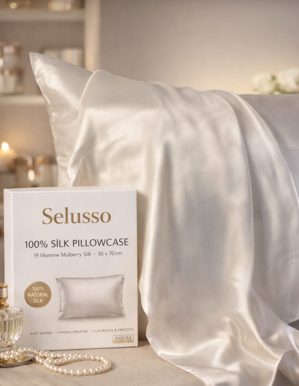 Silk pillowcase white pearl beyaz