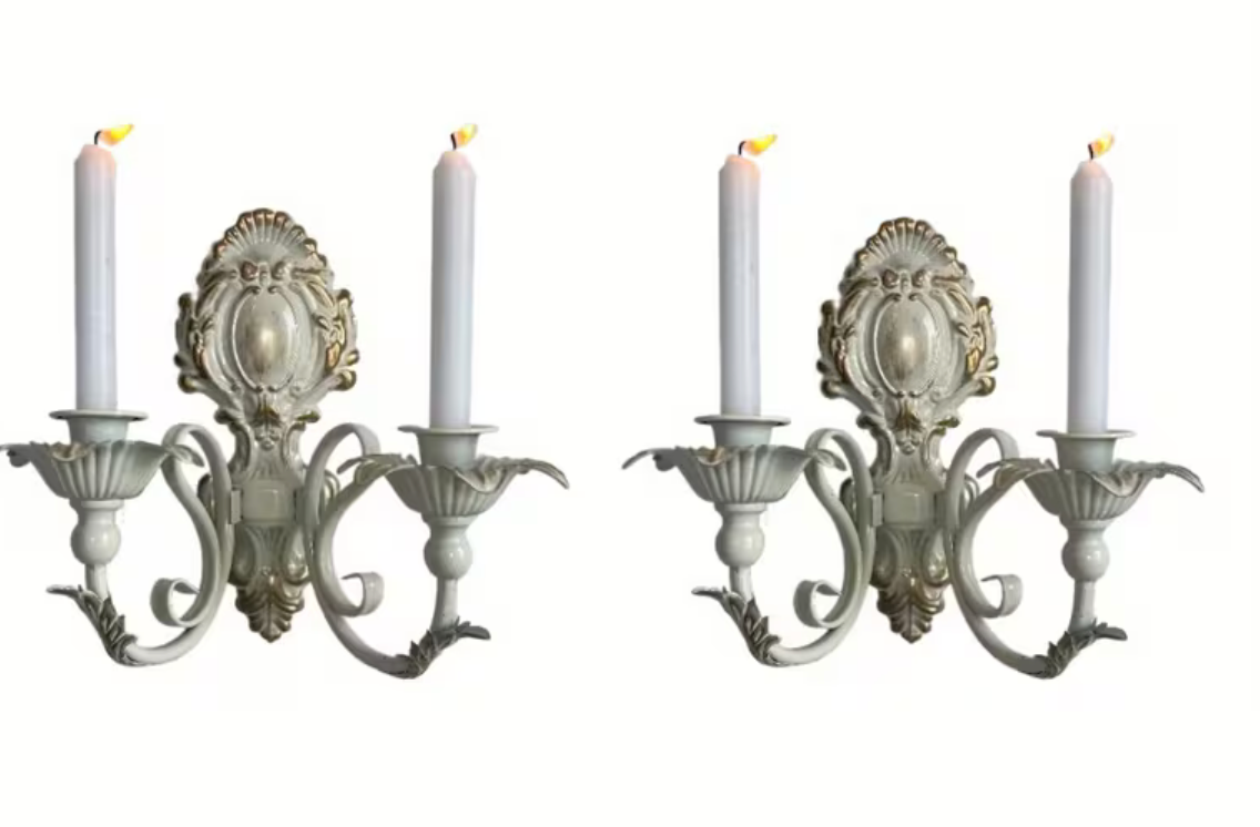 2li Vintage Duvara Monte Mumluklar, Mobilya Dekorları – Dayanıklı Döküm Demir Altın Duvar Aplikleri