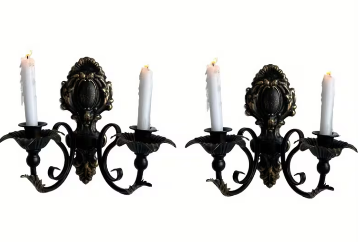 2li Vintage Duvara Monte Mumluklar, Mobilya Dekorları – Dayanıklı Döküm Demir Altın Duvar Aplikleri