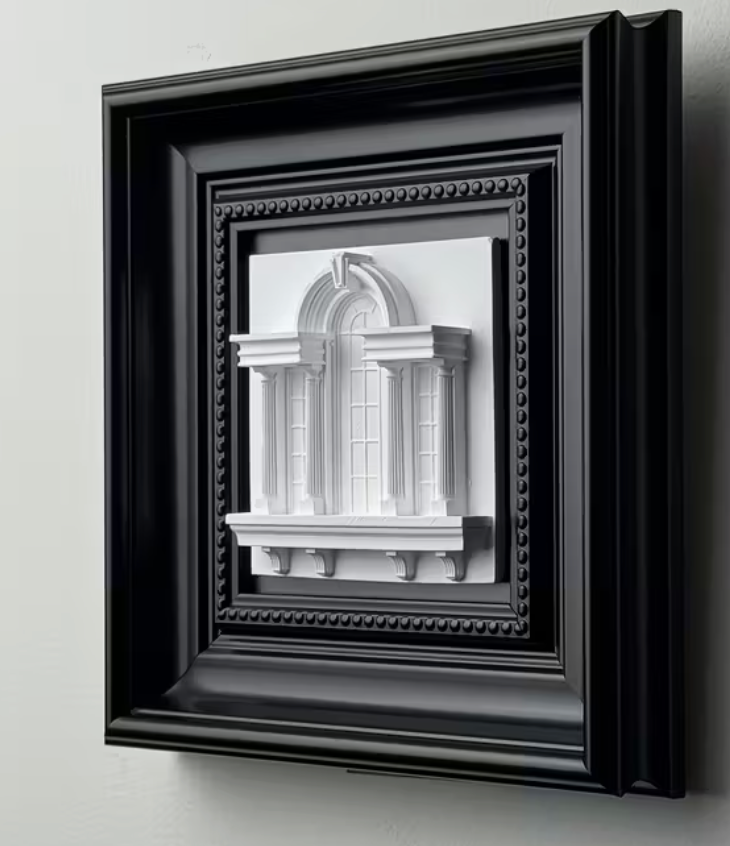 Şık Siyah Çerçeveli Alçı Rölyef Sanat Eseri
